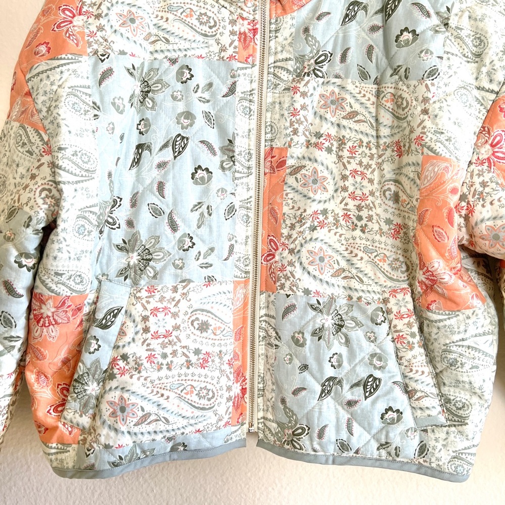 NWT 7 For All Mankind Cotton Quilted Patchwork Floral Jacket Bomber - Picture 5 of 11